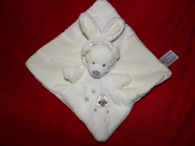 Doudou Plat Nicotoy Simba Toys Ours Ecru Déguisé en Lapin Cage Oiseau
