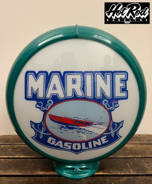 MARINE GASOLINE Reproduction 13.5" Gas Pump Globe - (Green Body)