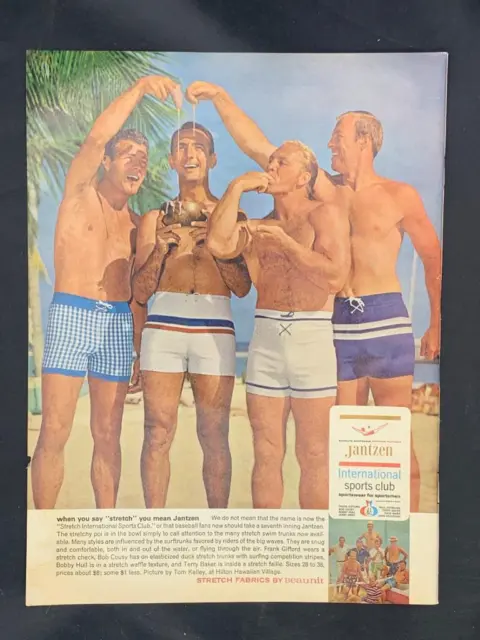 Magazine Ad - 1966 - Jantzen Swimwear - Bobby Hull, Bob Cousy, Frank Gifford