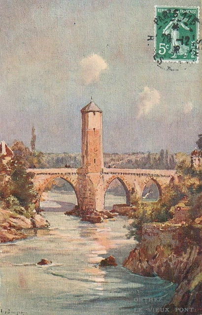 Cp Illustree Sites De France By Bourgeois - Orthez Vieux Pont - 43963