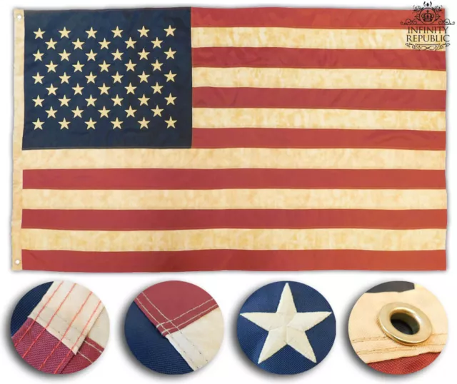 Embroidered Vintage American Flag 3x5ft USA Flag Stitched USA Flag Sewn US Flag