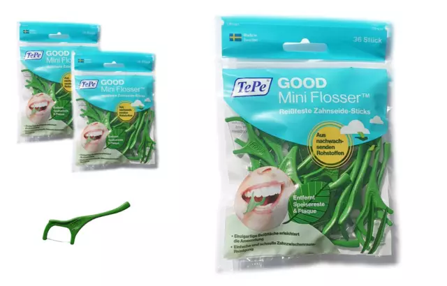 2x TePe Good Mini Flosser -2x  36 St. Zahnseidehalter Halter mit Zahnseide