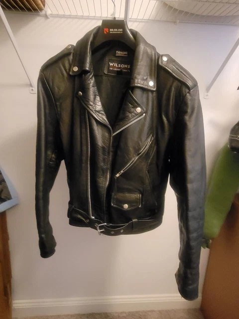 Black Wilson's leather biker jacket