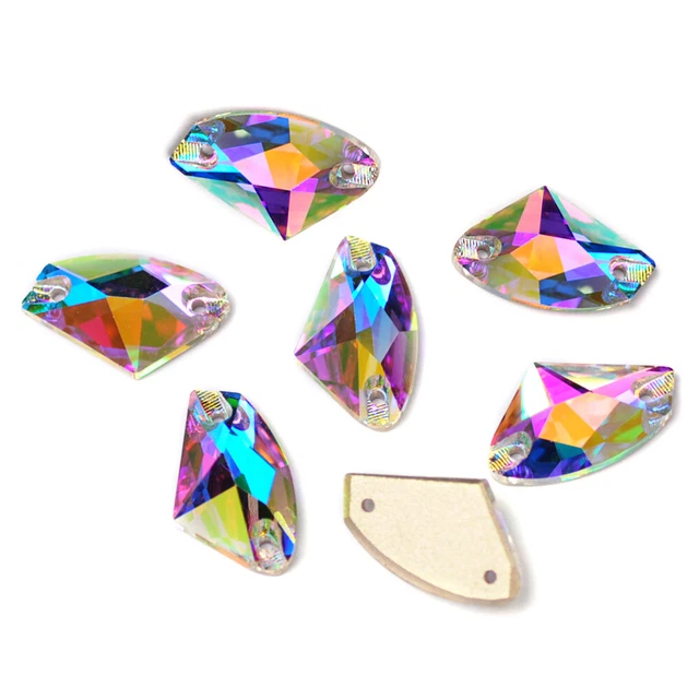 Glass Crystal AB Galactic Sew ON Strass Loose Rhinestones Flat Back Sewing Beads