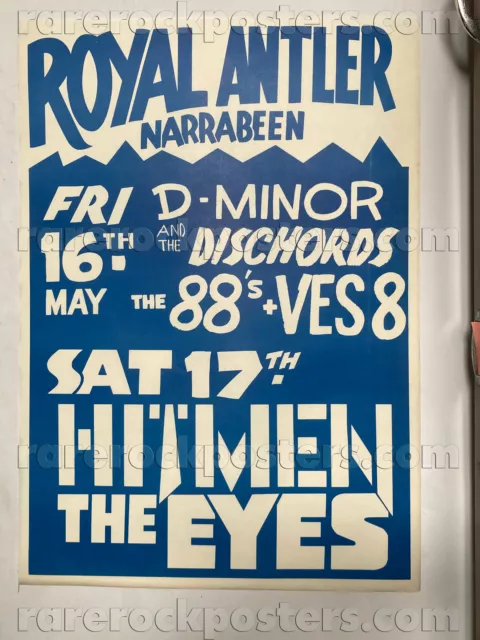 Hitmen / The Eyes / Dee Minor / Ves 8 / ~ Orig 1980 Aust Gig Poster ~ Narrabeen