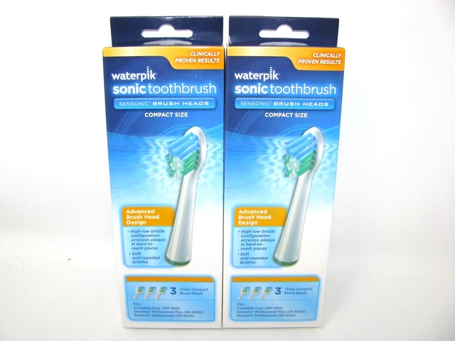 2 pks Waterpik Sensonic Brush Compact Heads Standard Sonic Toothbrush 3ea, 6ttl