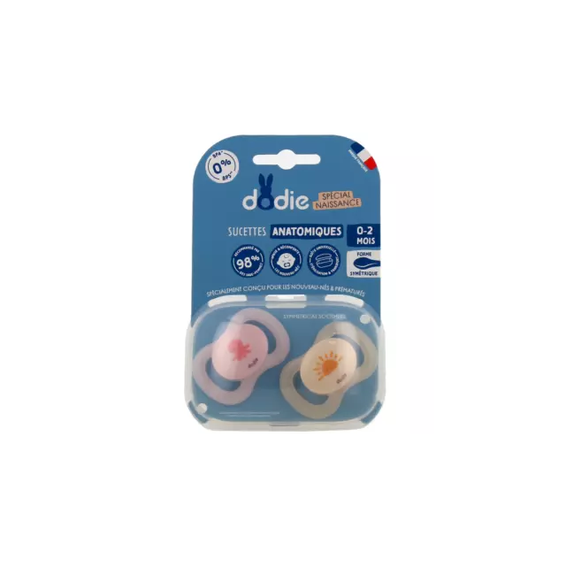 Dodie Sucettes Anatomiques Silicone 0-2 Mois Newborn Petite Pieuvre N1 Lot de 2