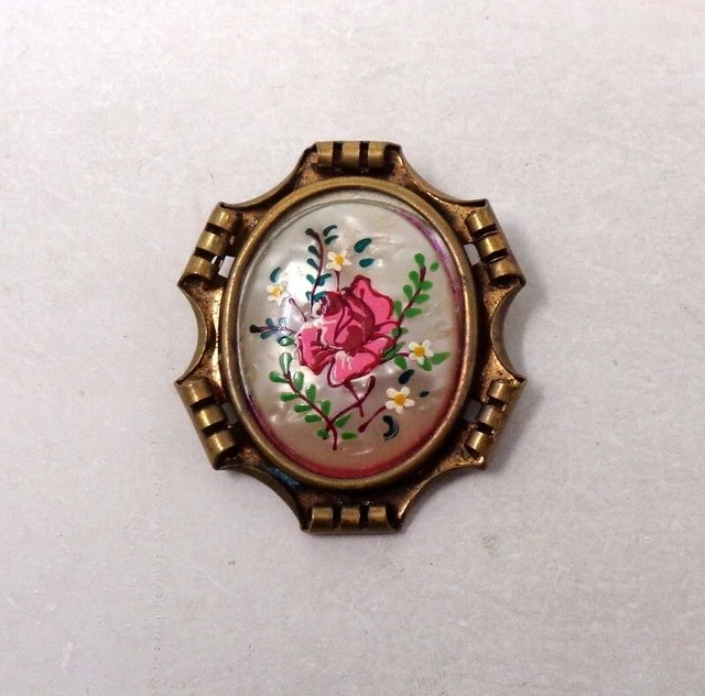 ANCIENNE BROCHE COUPLE D'OISEAUX laiton / COUPLE OF