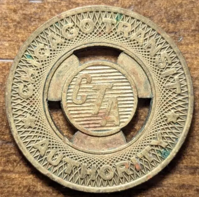 Chicago, Illinois IL Chicago Transit Authority CTA 20mm Brass Transit Token