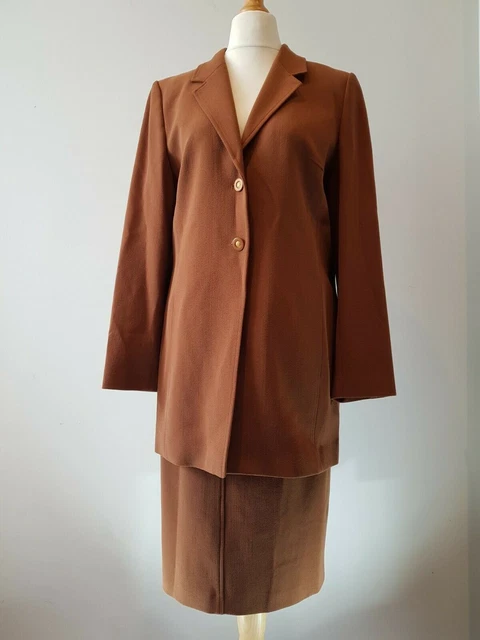 LADIES VINTAGE VIYELLA Brown Suit/Skirt Set Size 12 With Belt