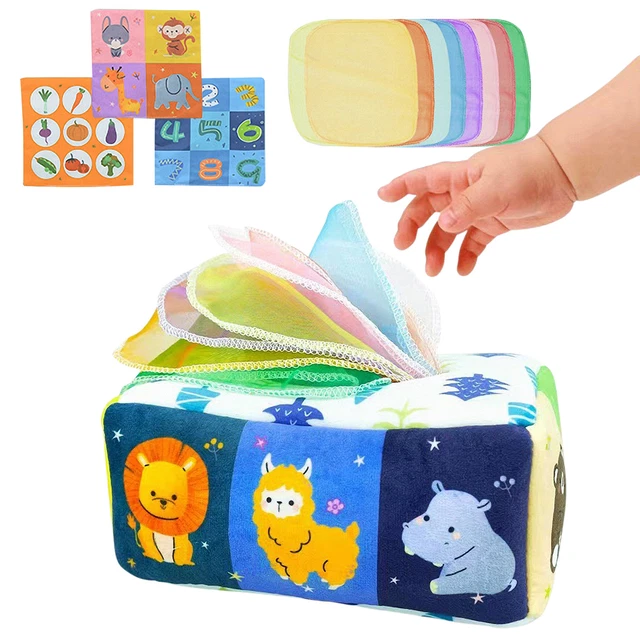 Tissue Box Baby Sensory Toy Colorful Rainbow Dance Scarves Toy for Kids AU