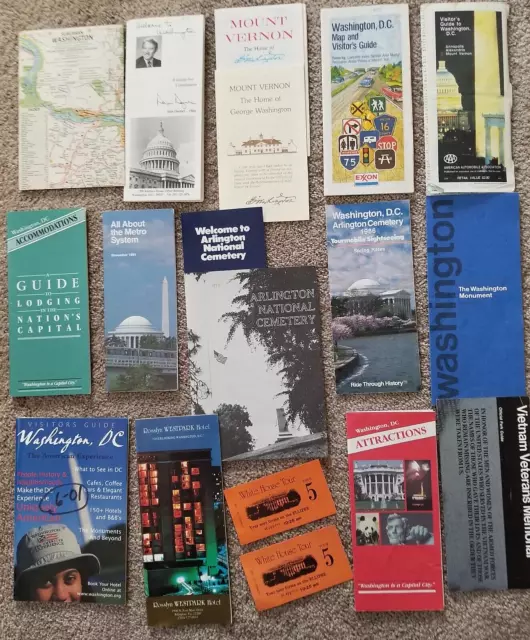 Lot of 15 Vintage 1960s & 1980s Washington, D.C. Tourism Travel Brochures Guides