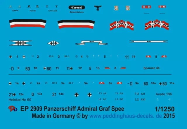 Peddinghaus-Decals 1/1250 2909 Panzerschiff Admiral Graf Spee