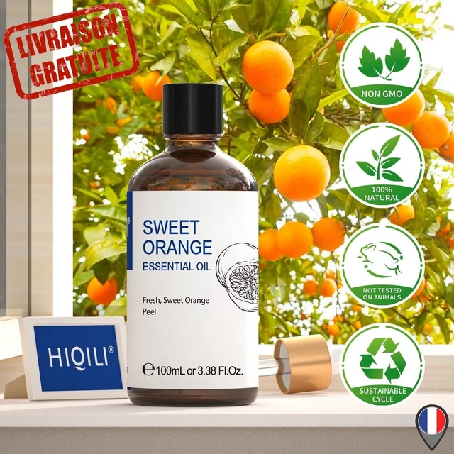 Huile Essentielle d'Orange Douce 100ml Pure 100% Naturelle Massage Aromathérapie