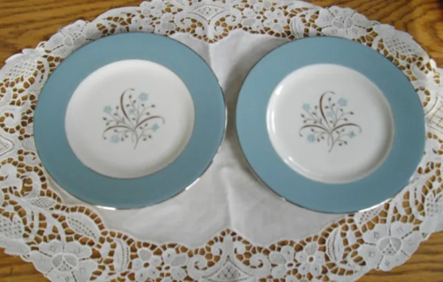 Vintage Syracuse China MEADOW BREEZE Blue 6 1/4" Plates ~ Set of 2 ~