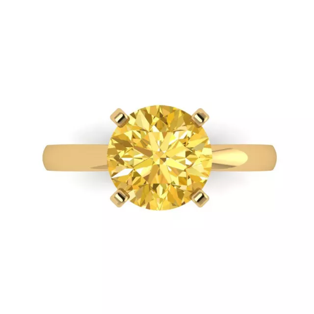 3.0ct Round Cut VVS1 Natural Citrine Wedding Bridal Promise Ring 14k Yellow Gold