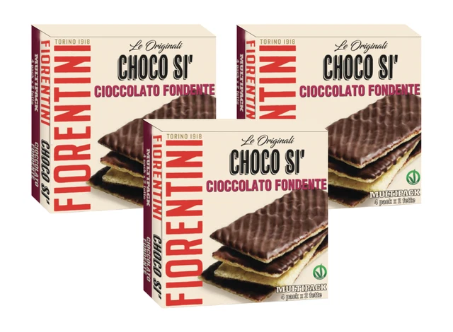 3X Fiorentini Choco Si' Cialde Riso e Mais Ricoperto di Cioccolato Fondente 104g