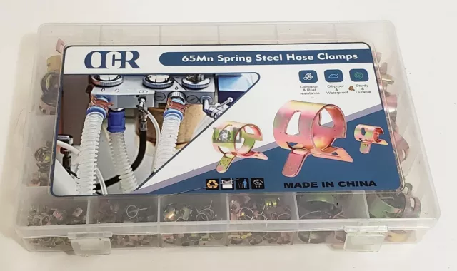 OCR 260pc Spring Steel Hose Clamps 6-25mm Fuel Line Hose Clip Vacuum Hose Pipes