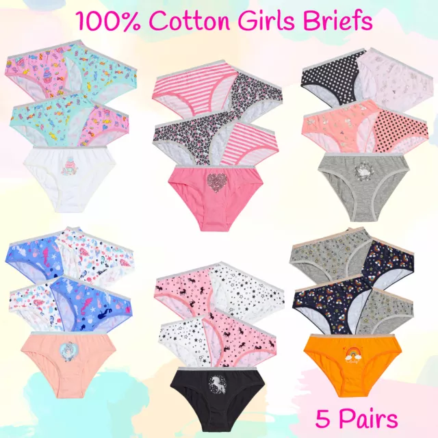 Infant Girls 5 Pairs Brifes Knickers Bundle Multibuy Cotton Rich Pants Underwear