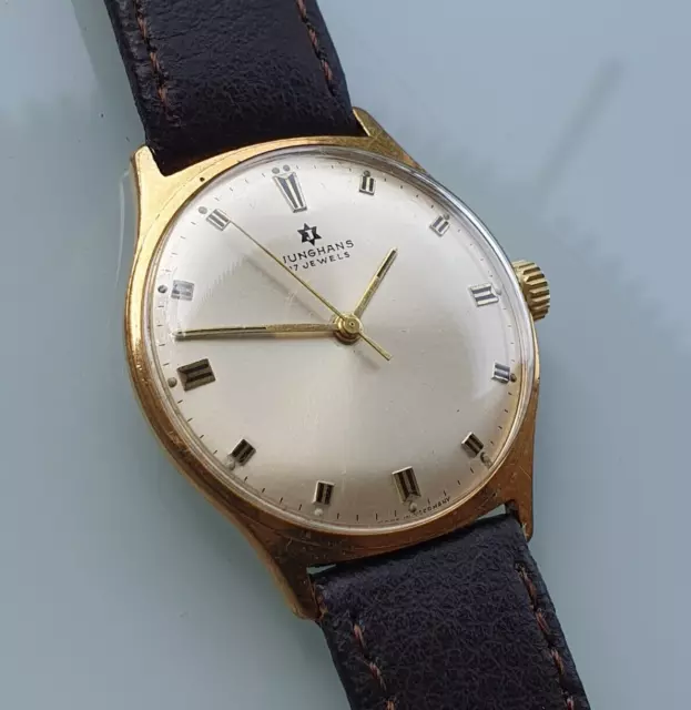 Junghans Gents Dresswatch Vintage Bauhaus 1960s Sunburst Handaufzug Manufaktur