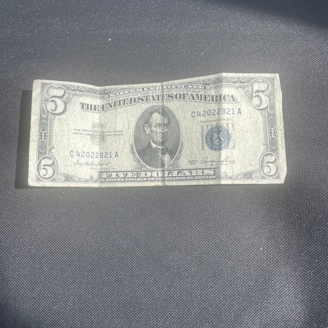 1953 $5 (Five) DOLLAR  BLUE SEAL * Silver Certificate * US NOTE *