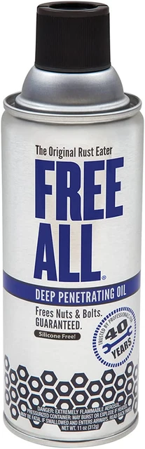 Free All Deep Penetrating Oil Rust Remover, Loosen Rusty Nuts & Bolts, Screws, C