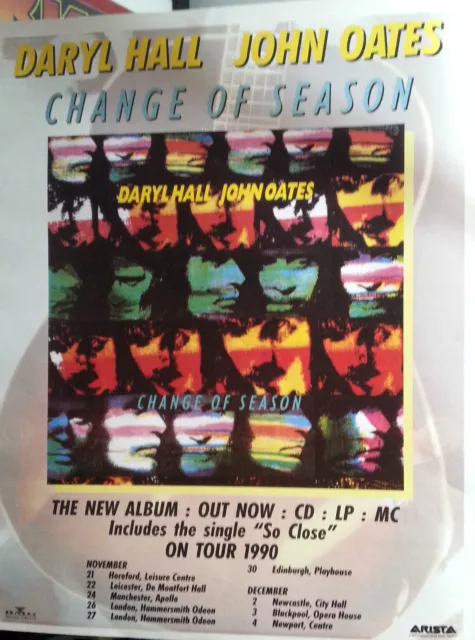 Hall & Oates Advert Poster Change Of Season  Not Reprint Very Rare