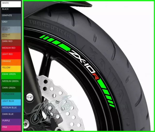 8 x ZX10R Wheel Rim Decals Stickers - 20 colors available - zx-10r 1000 zx-10 r