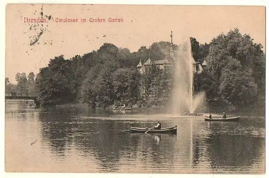 AK VK DRESDEN Großer Garten Carolasee Carolaschlößchen gel.1909 *z299