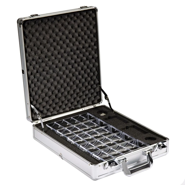 Claysmith 500-chip Capacity Aluminum Poker Chips Case w/ 5 Trays, Lock Key
