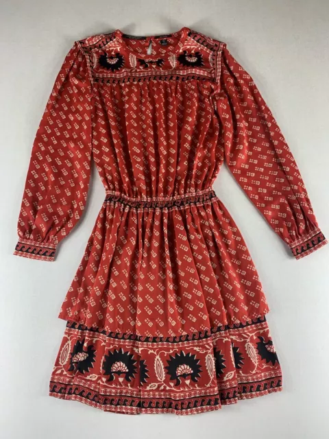 Scotch And Soda Les Filles Dress Womens Xs Boho Red Maison A-Line Polyester