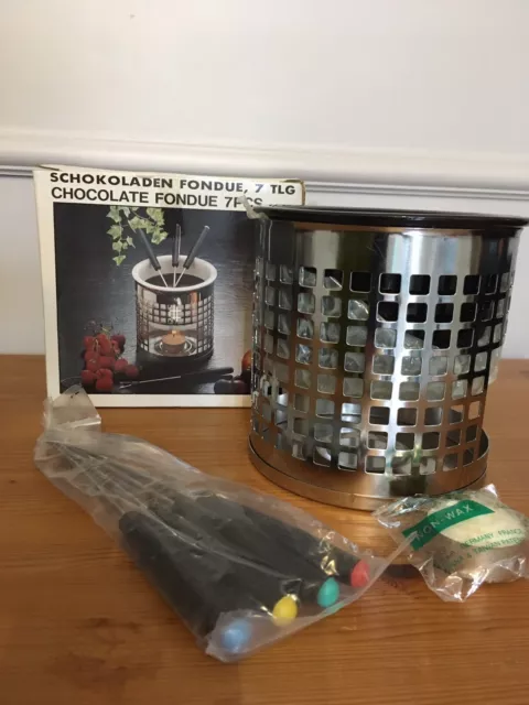 Retro Chrome Chocolate Fondue Set- Never Used