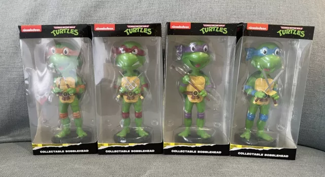 NEW 4x Teenage Mutant Ninja Turtles TMNT Bobble Head Set Nickelodeon Collectible