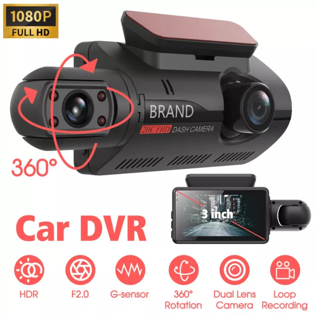 3 Zoll Dashcam Dual Lens Auto Kamera HD 1080P DVR Park Monitor Camera Nachtsicht