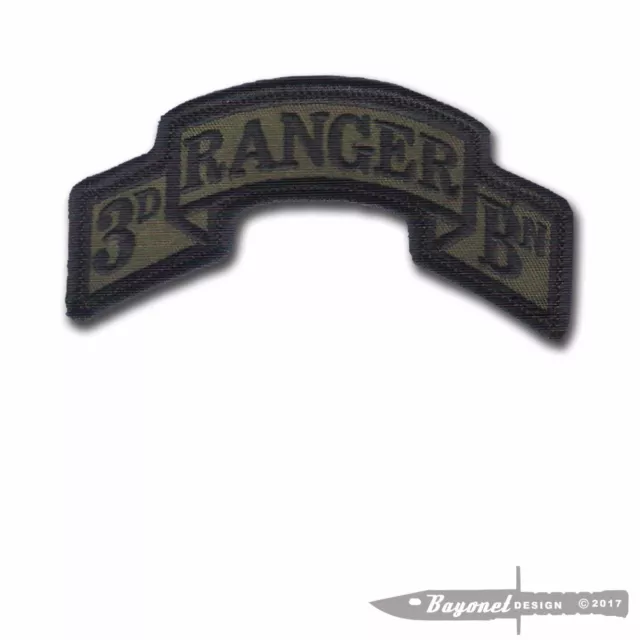 3rd Ranger Battalion Scroll - Modern (OD) New Wax Backed Scroll - 3 7/8" x 2"