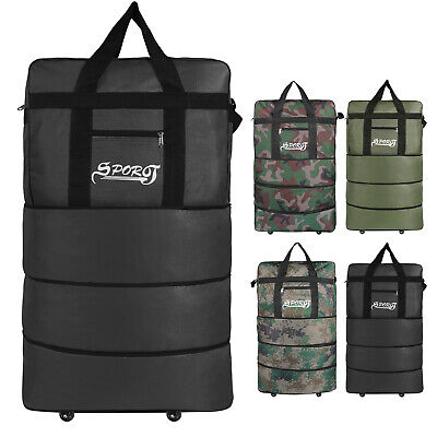 34" Expandable Rolling Duffle Bag Folding Wheeled Luggage Travel Suitcase 3Layer
