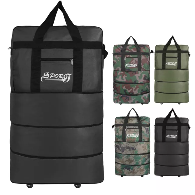 34" Expandable Rolling Duffle Bag Folding Wheeled Luggage Travel Suitcase 3Layer