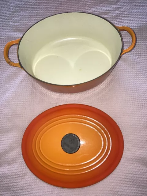 Le creuset cazuela plato hierro fundido naranja C grande hecha en Francia ovalada 26x25 cm