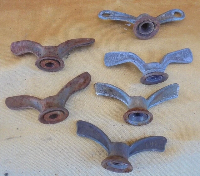 Lot De 6 écrous Papillons Huret - France - Pour Vélo Vintage - Argenté