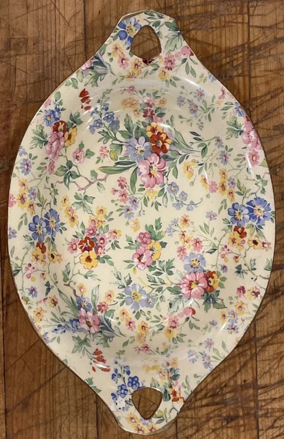 Royal Winton Ivory Grimwades Hazel Chintz Candy Dish 1994 Floral Feast England