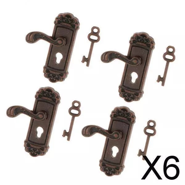 6X 4 mini serrures de porte en bronze vintage avec clé poignée gauche pour