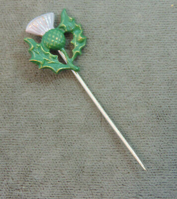 Cardo Lavanda Smalto Verde Scozzese Cardo Fiore Bastone Spilla 6n 8.2 