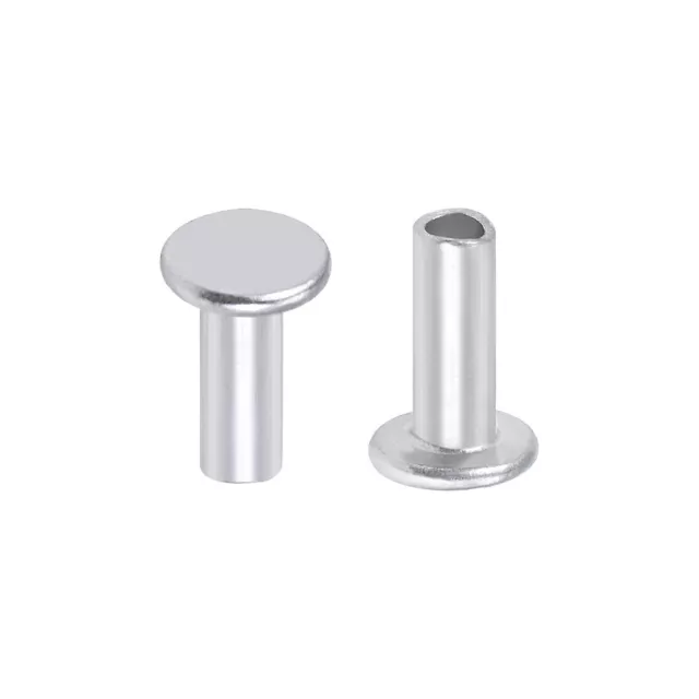 200Pcs M3x8mm Aluminium Tête plate Semi-tubulaire Rivets Argenté