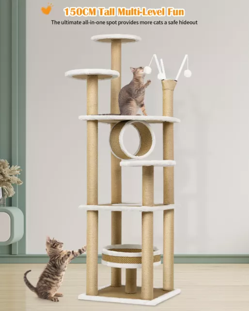 Advwin Cat Tree Tower Scratching Post Scratcher Condo House Wood Bed Furniture 3
