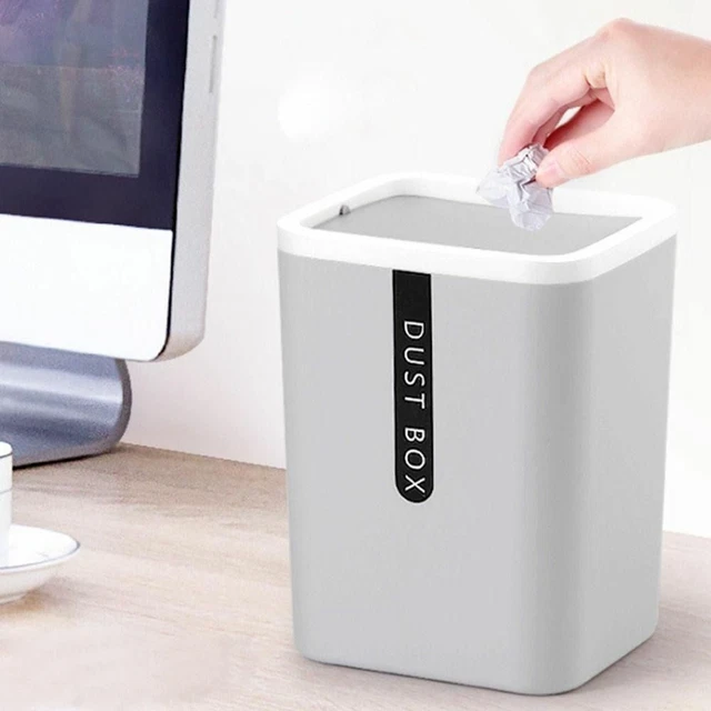 Lid Dustbin Office Desktop Garbage Basket Sundries Barrel Trash Can Waste Bin