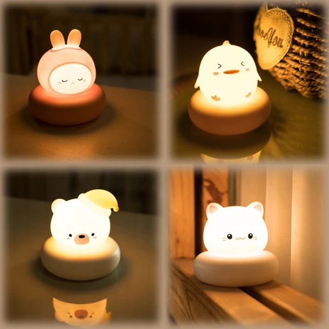 Cartoon LED Night Light Bear Rabbit Baby Nightlight Cute Home Bedroom USB Light