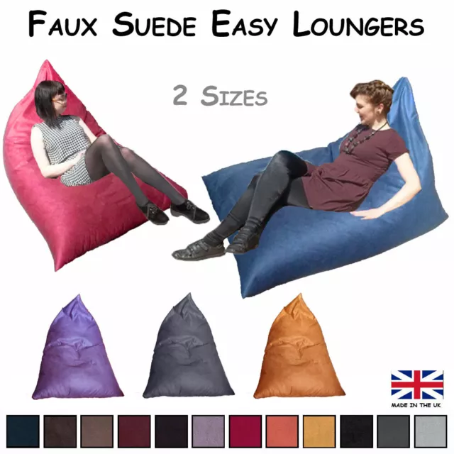 Bean Bag Seat Recliner Lounger FAUX SUEDE Support Gamer Chair Easy Pyramid UK