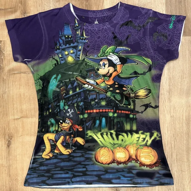 Women’s Disney Parks Halloween Minnie Witch Vampire Mickey  Mouse Shirt Size M