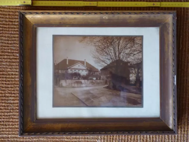 Jugendstil Bilderrahmen, Holz, 38x48x5cm, ungeöffnet, mit Foto einer Villa