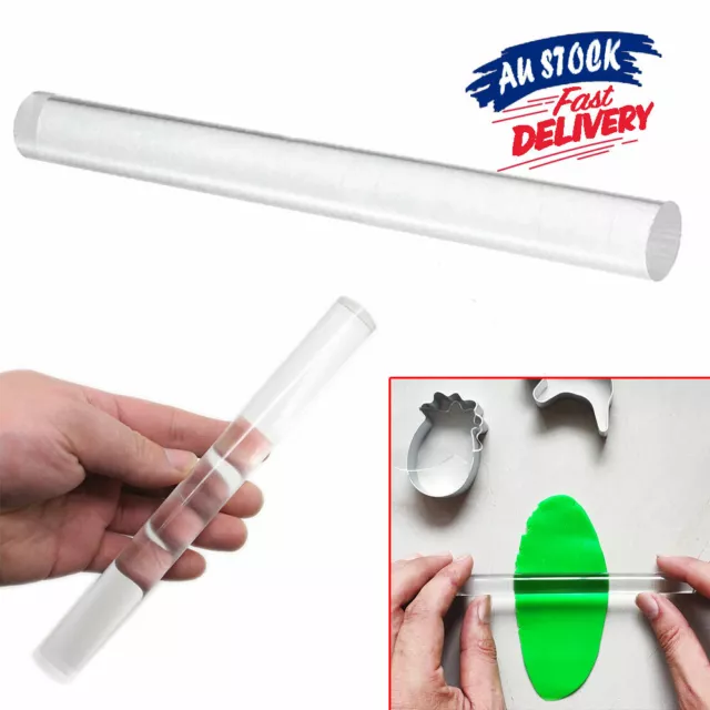 1x Clear Solid Roller Durable Polymer Acrylic Craft Rolling Pin Clay Art Tool